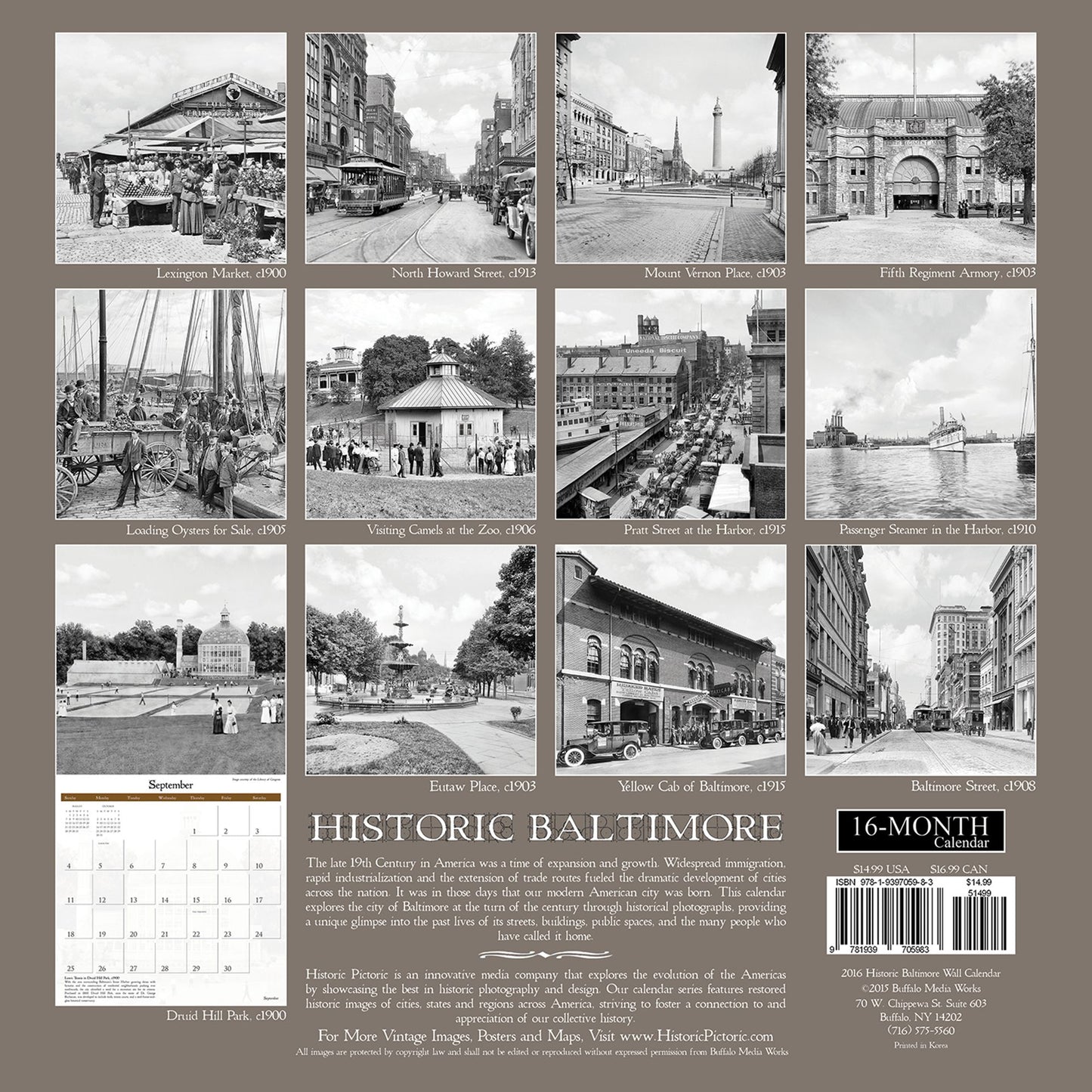 2016 Historic Baltimore Wall Calendar