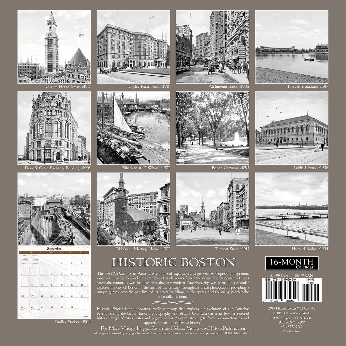 2016 Historic Boston Wall Calendar