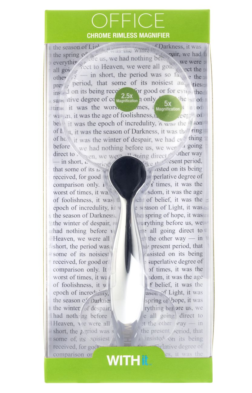 Office Magnifier 3 inch, Zinc Alloy, Chrome finish