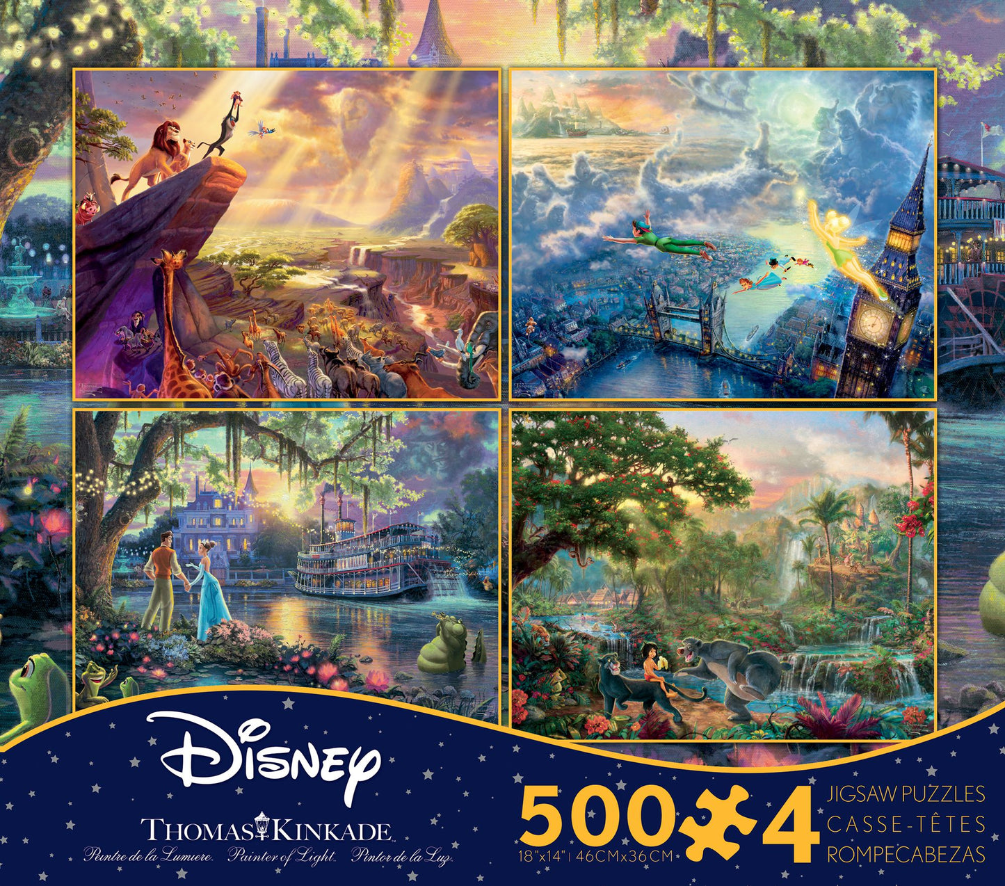 4 in 1 Thomas Kinkade Disney Dreams 500 Piece Jigsaw Puzzle Multi-Pack (Assorted; Styles Vary)