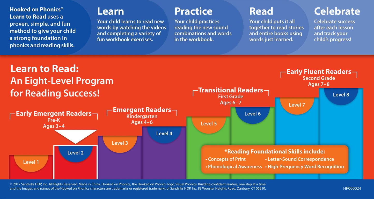 Hooked on Phonics Learn to Read - Level 2: Early Emergent Readers (Pre-K Ages 3-4)