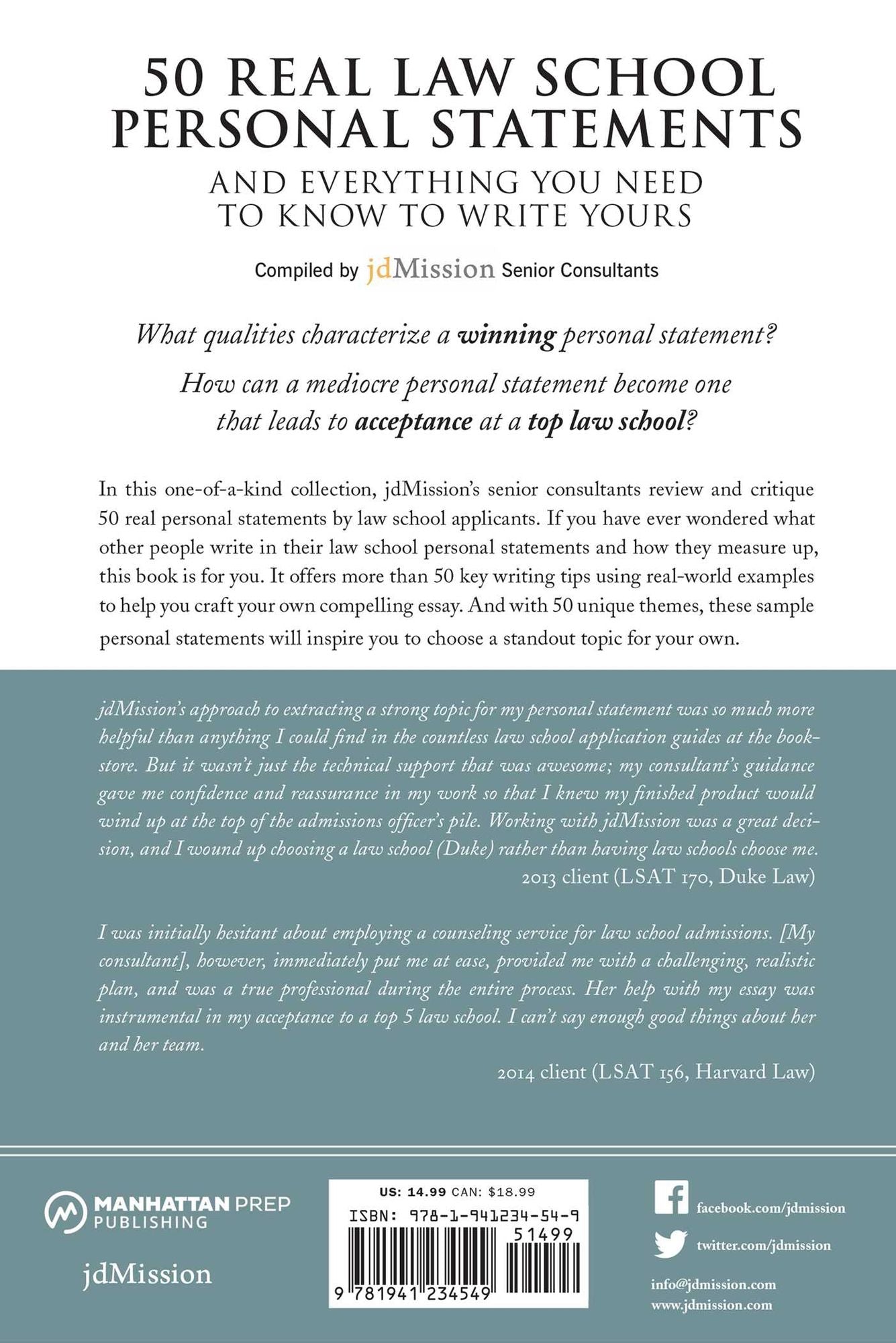 50 Real Law School Personal Statements: And Everything You Need to Know to Write Yours
