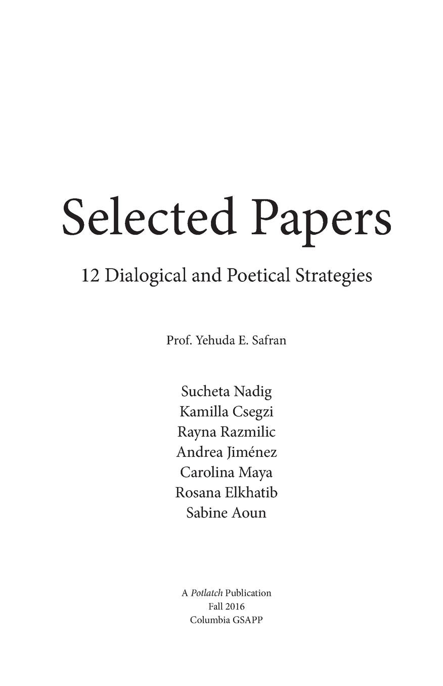 Selected Papers: 12 Dialogical and Poetical Strategies
