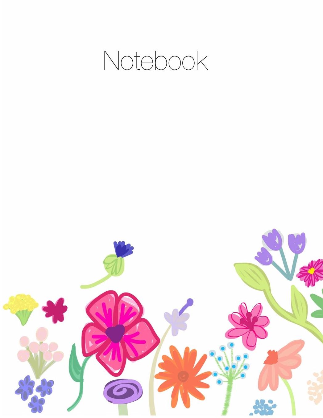 Notebook, large, 8.5 x 11, ruled + grid notes, floral cover theme