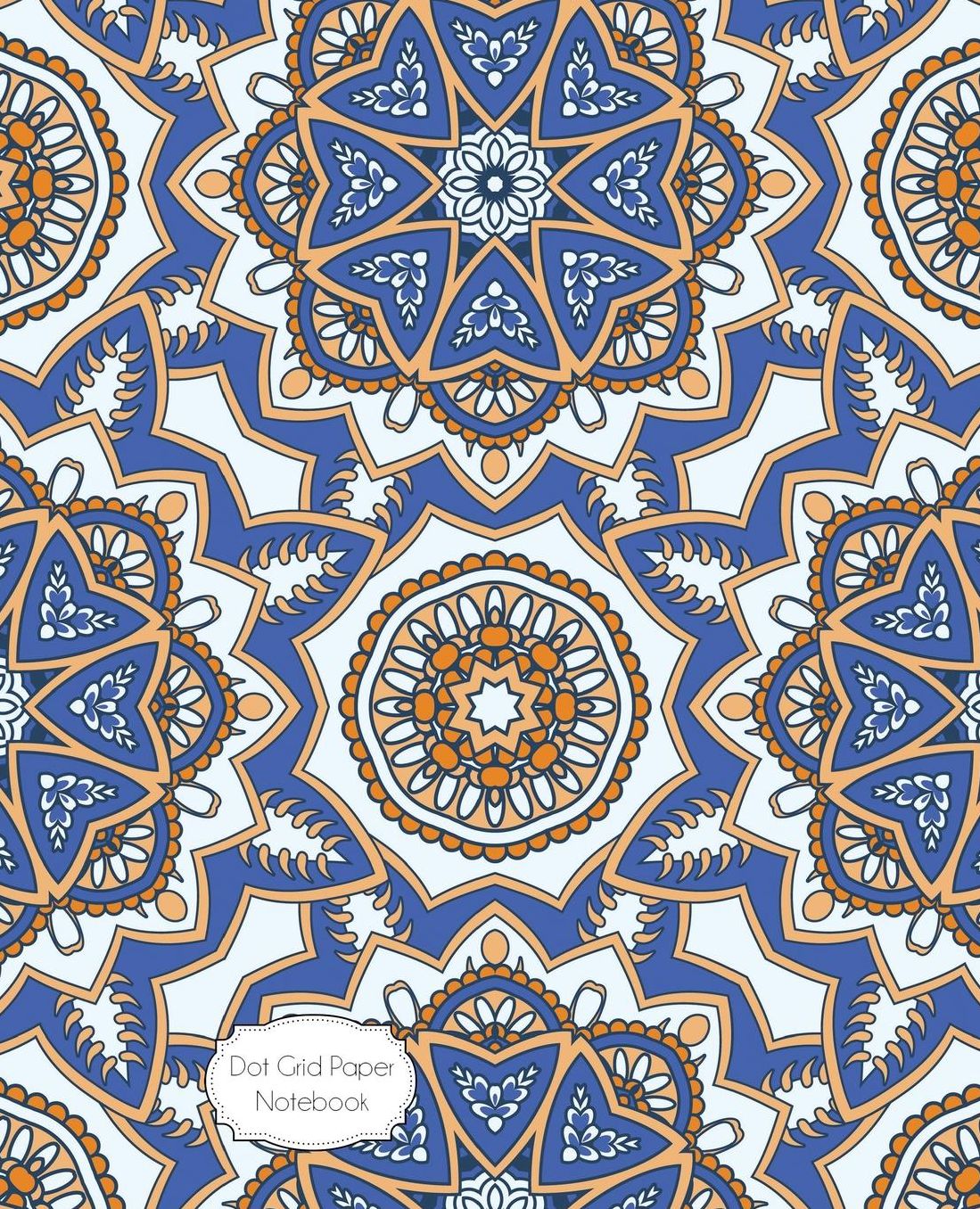 Dot Grid Paper Notebook: Blue Mandalas: 7.5 x 9.5 Dot Grid Journal, 170 Pages