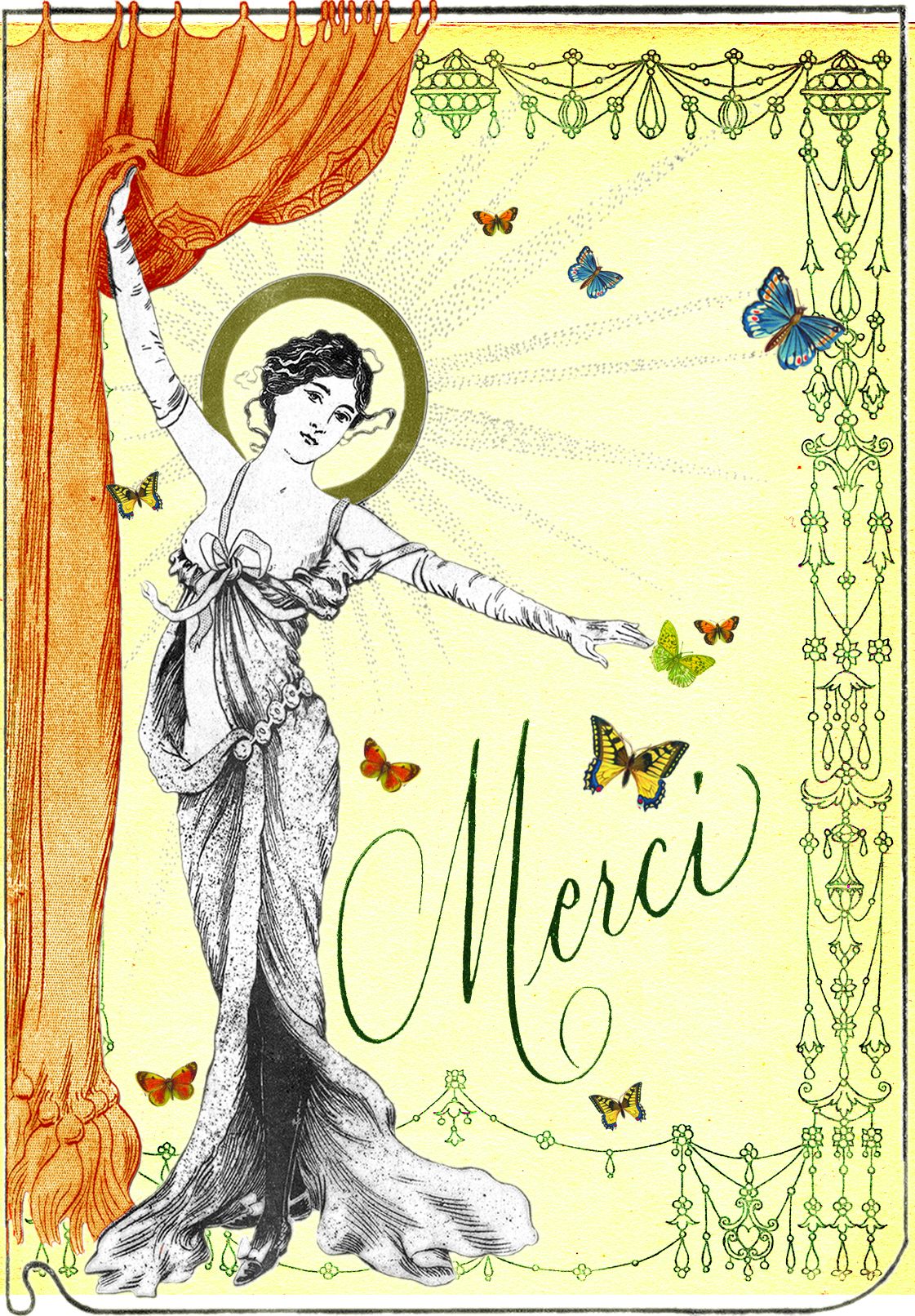 Merci - Greeting Cards, pkg of 6: Greeting: Merci (blank inside)