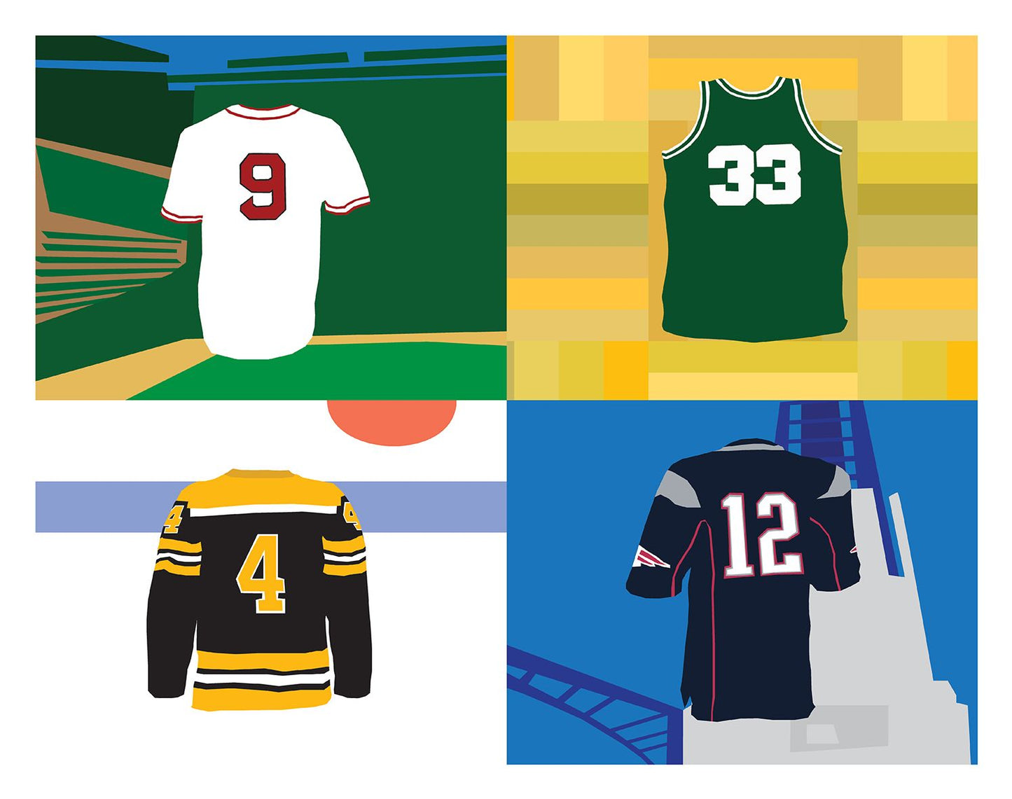 Boston Jerseys Matted Print, 11 x 14
