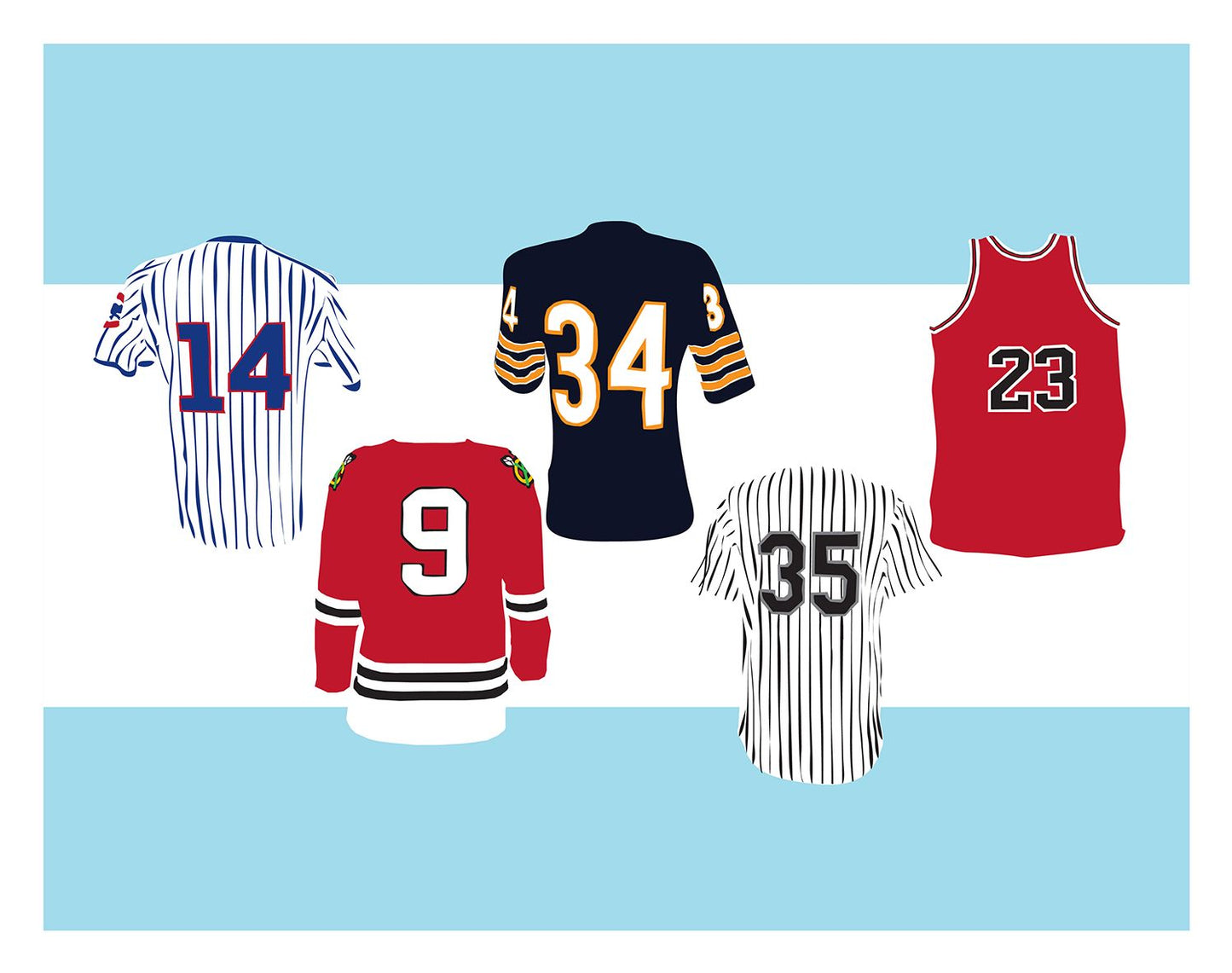 Chicago Jerseys Matted Print, 11 x 14