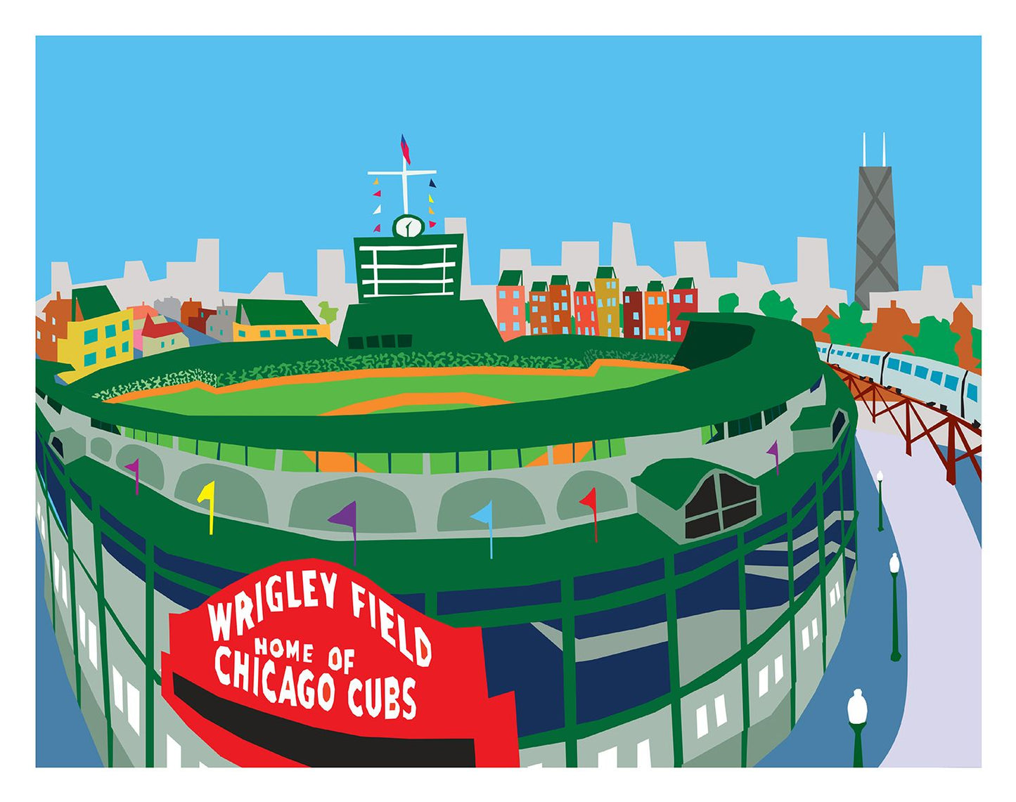 Wrigley Field Matted Print, 11 x 14