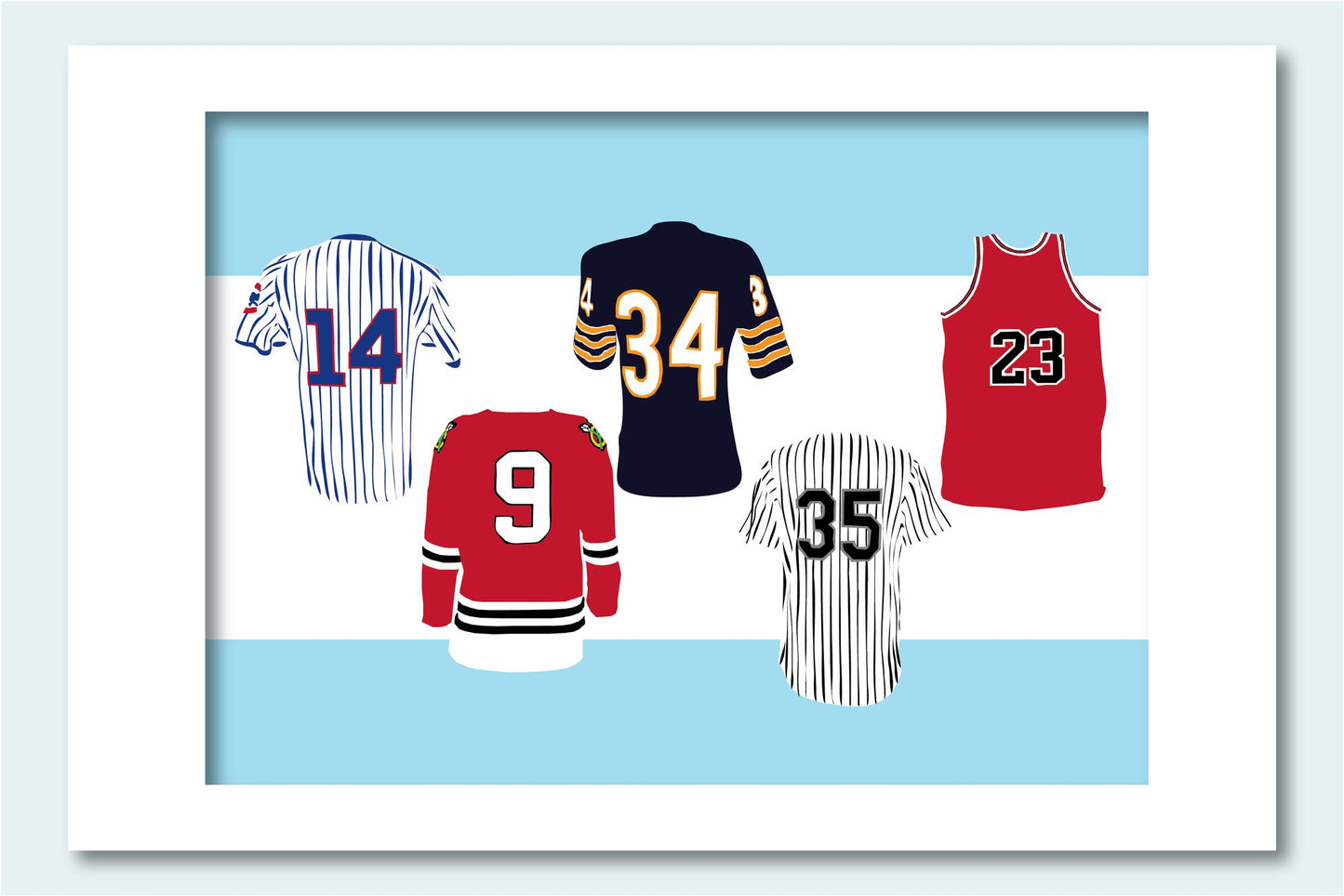 Chicago Jerseys Matted Print, 16 X 20