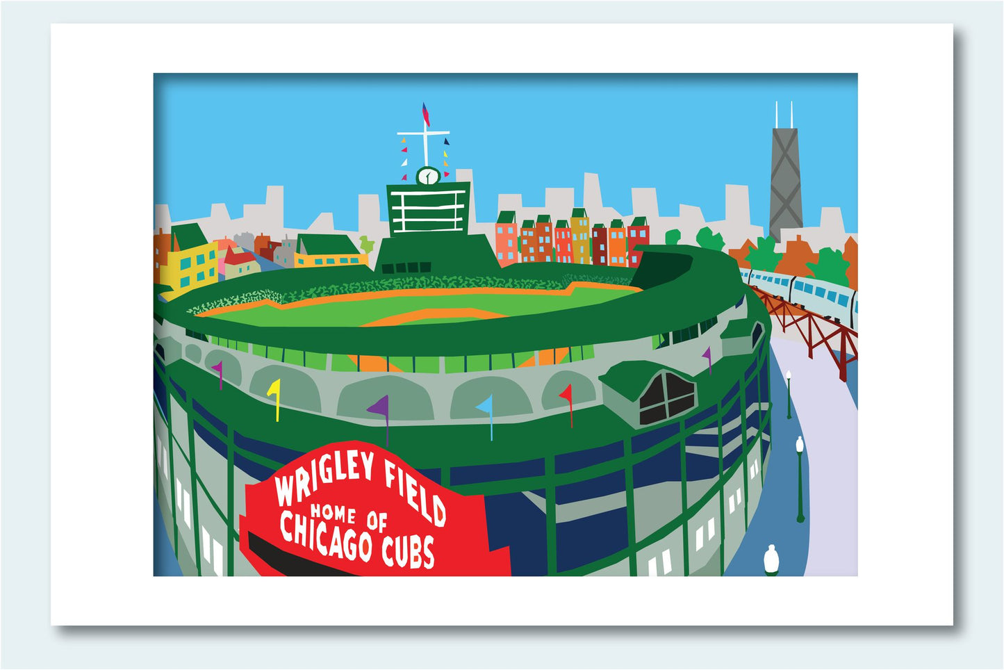 Wrigley Field Matted Print, 16 X 20