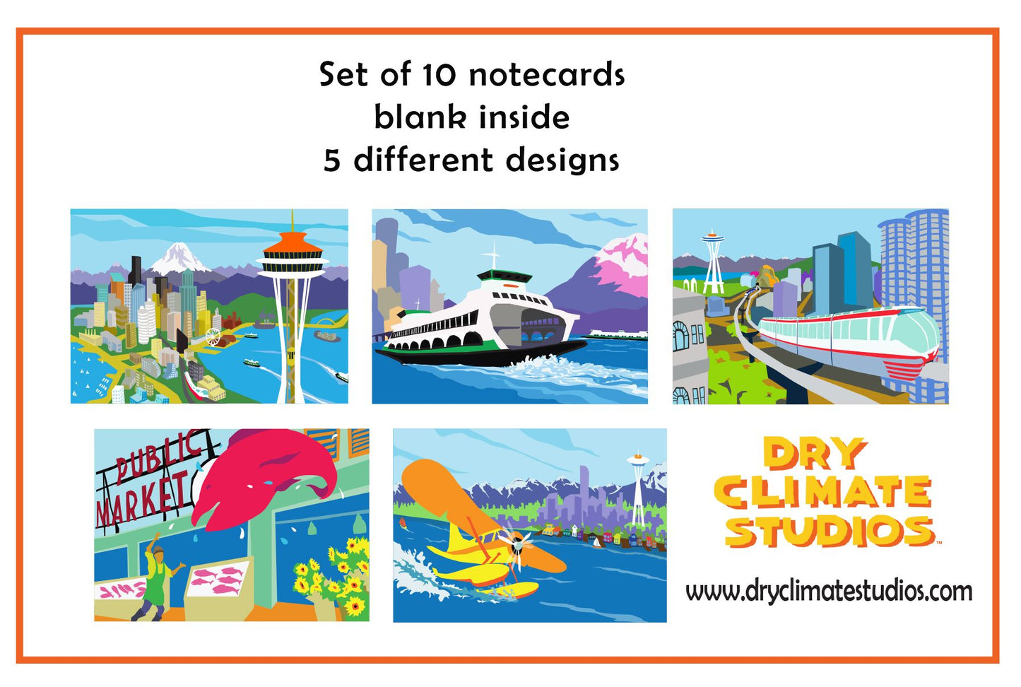 Seattle Blank Note Cards Set