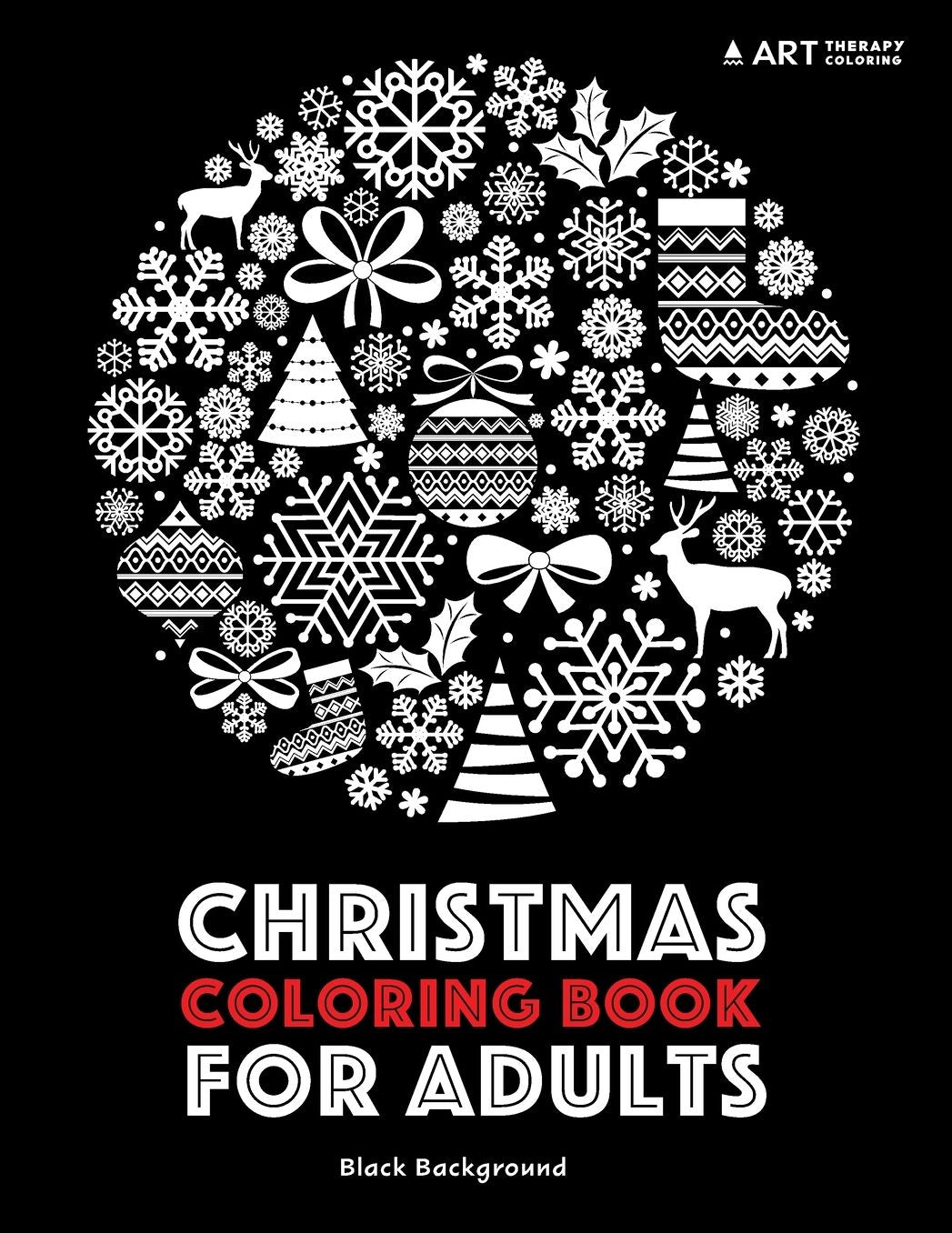 Christmas Coloring Book For Adults: Black Background