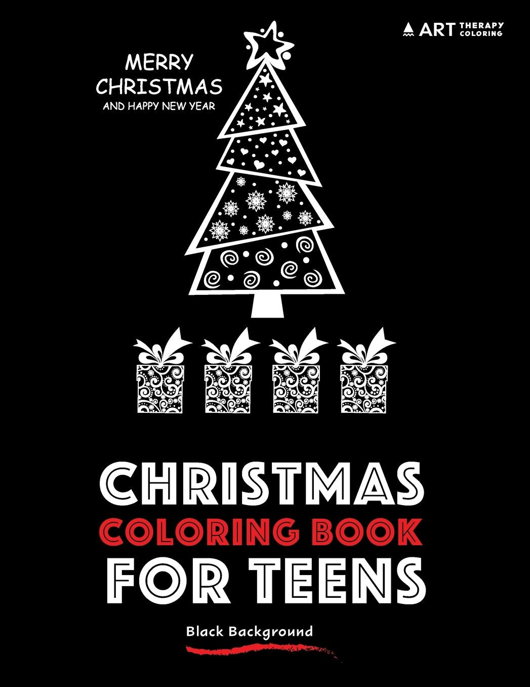 Christmas Coloring Book For Teens: Black Background