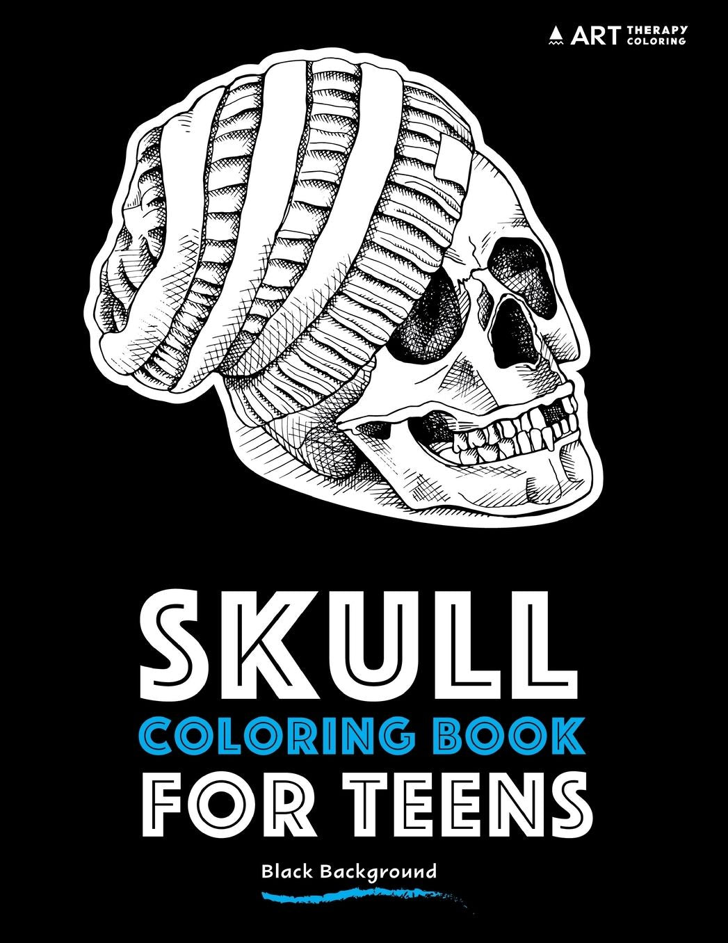 Skull Coloring Book For Teens: Black Background