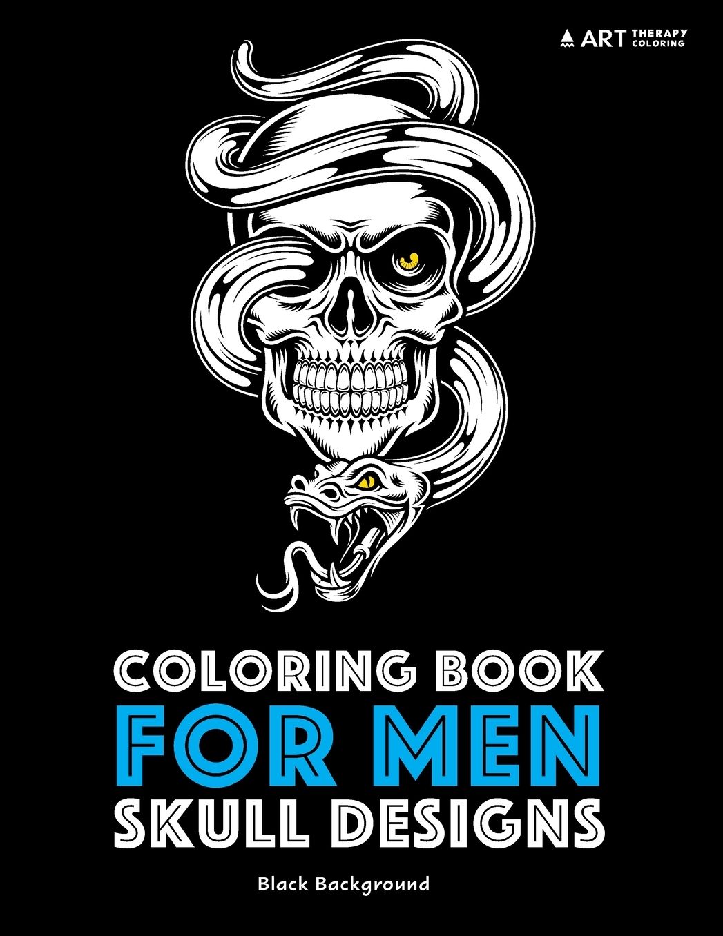Coloring Book For Men: Skull Designs: Black Background