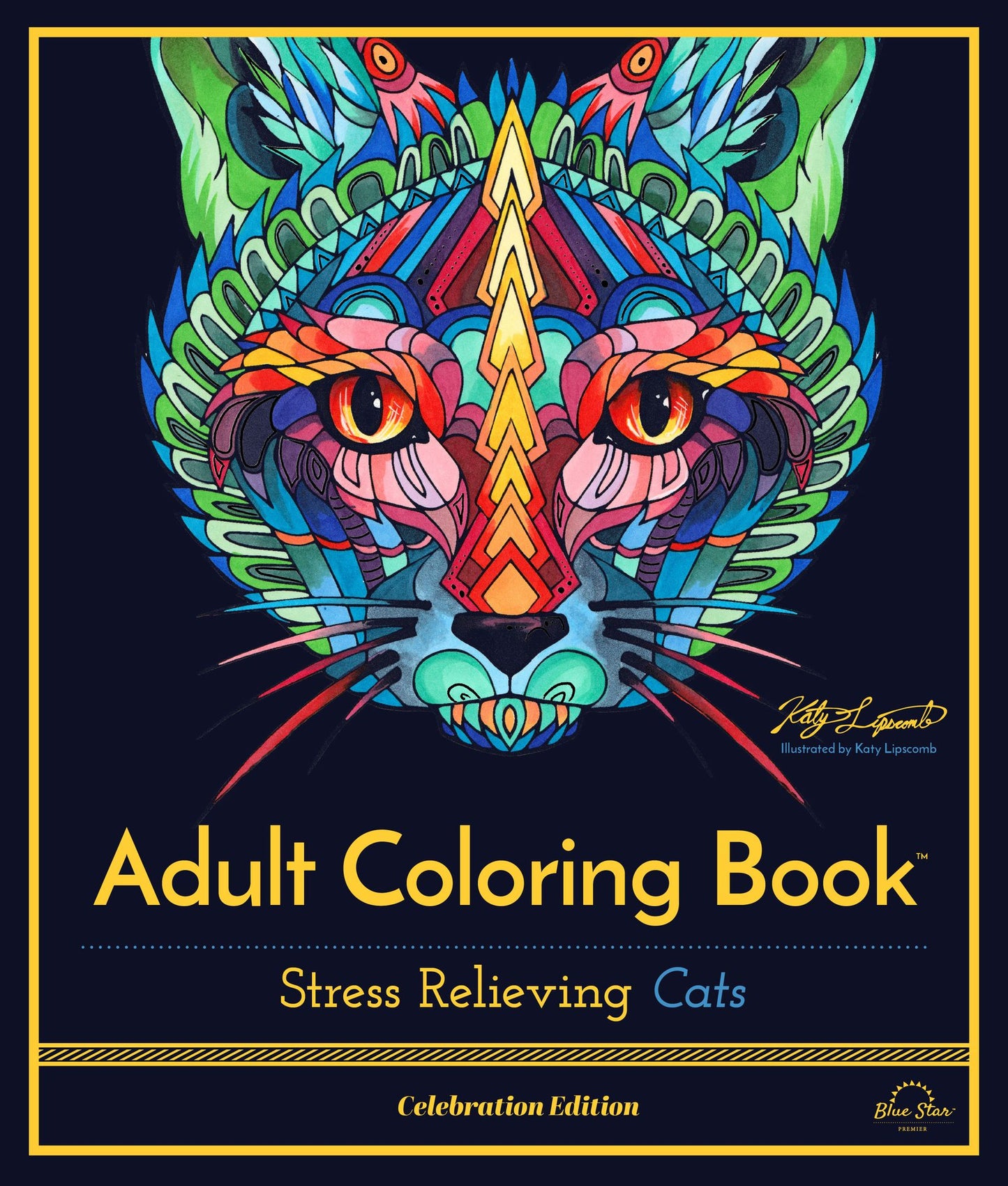 Adult Coloring Book: Stress Relieving Cats, Celebration Edition