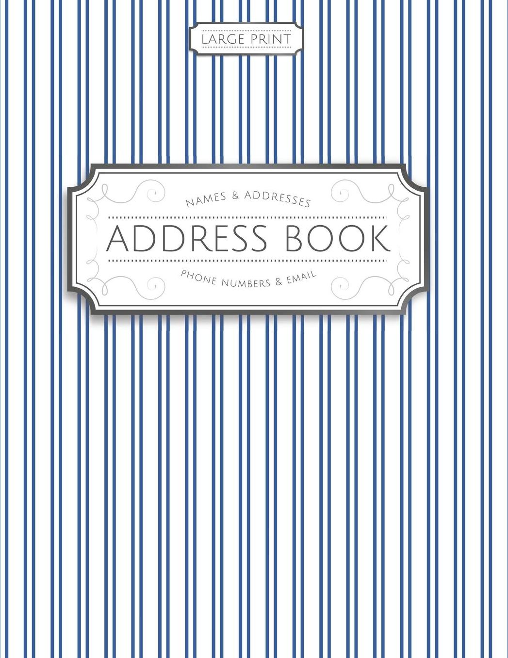 Large Print Address Book: Blue Pinstripes