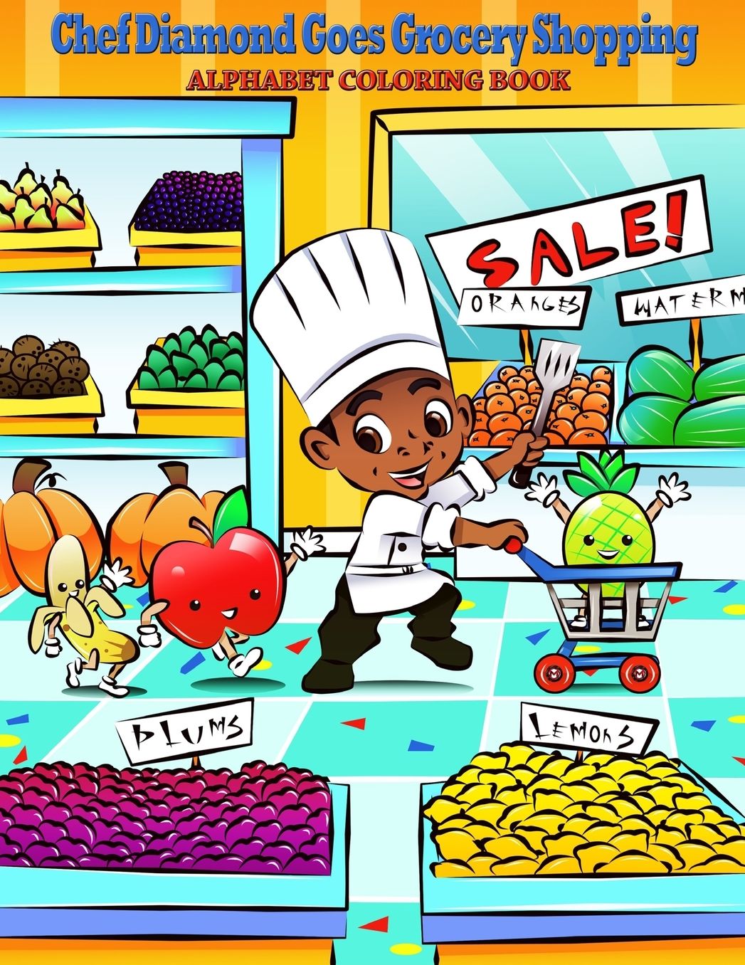 Chef Diamond Goes Grocery Shopping: Alphabet Coloring Book