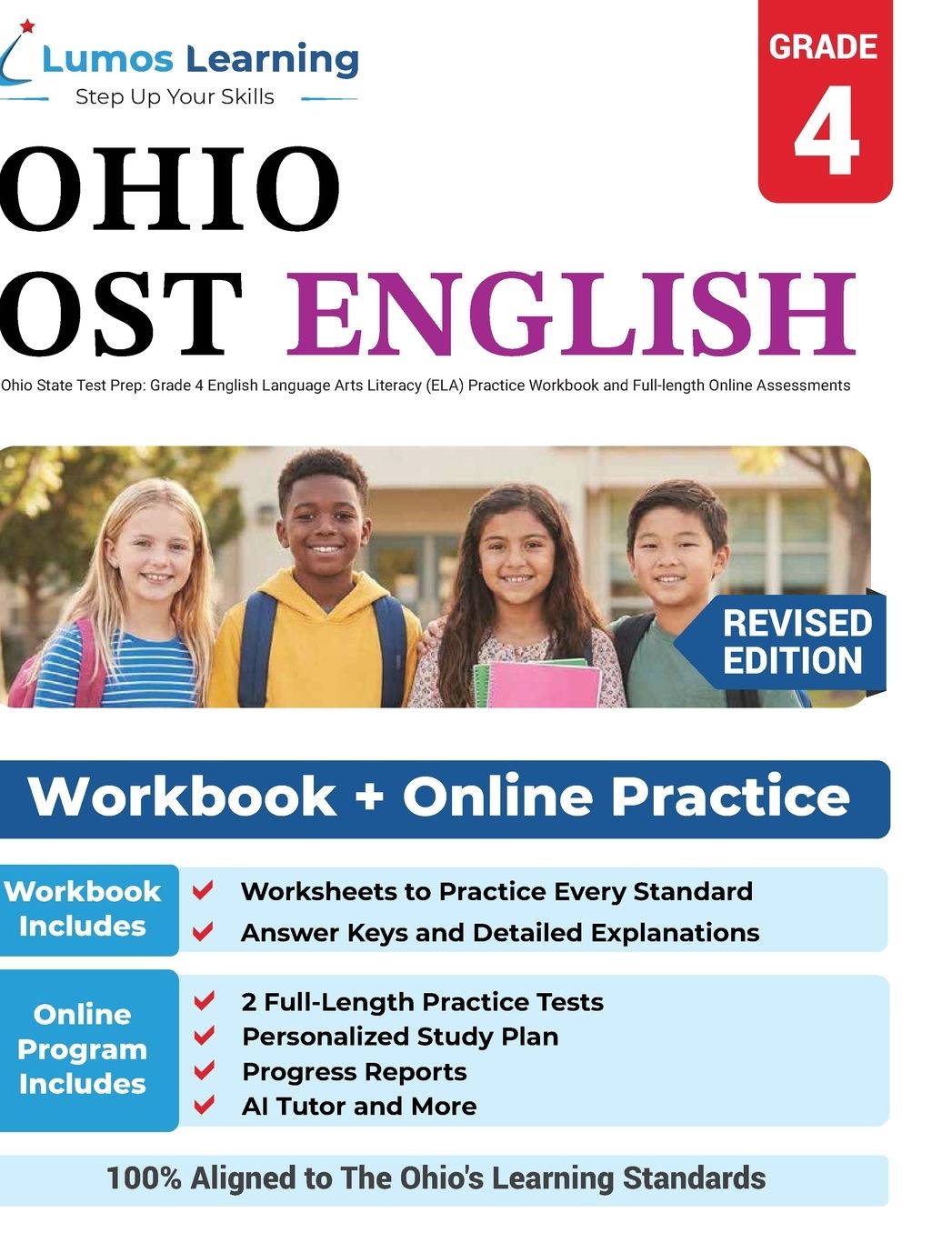 Ohio State Test Prep: Grade 4 English Language Arts Literacy (ELA) Practice Workbook and Full-length Online Assessments: OST Study Guide