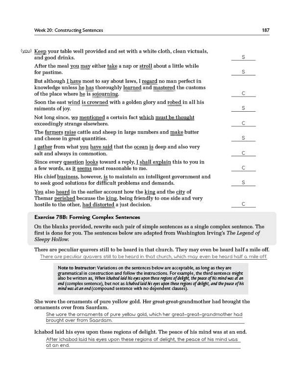 Grammar for the Well-Trained Mind Key to Red Workbook: A Complete Course for Young Writers, Aspiring Rhetoricians, and Anyone Else Who Needs to Understand How English Works