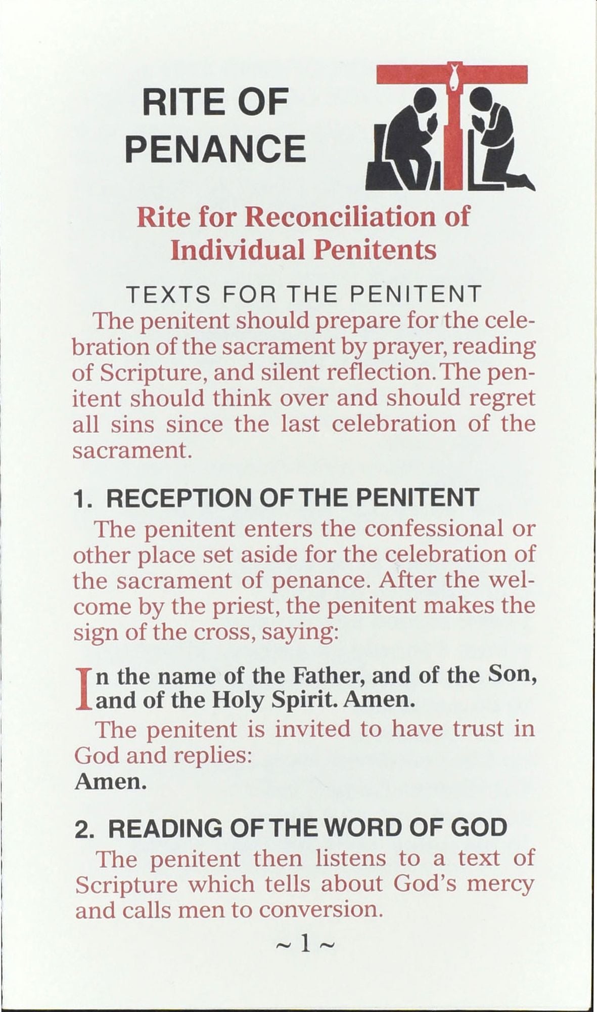 Rite of Penance Card for the People