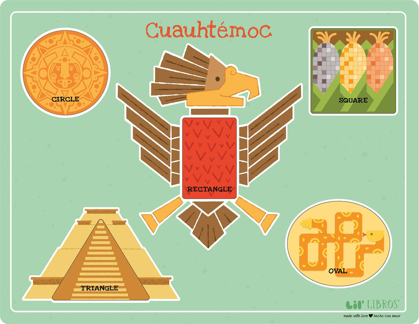 Cuauhtï¿½moc Bilingual Wooden Shapes Puzzle