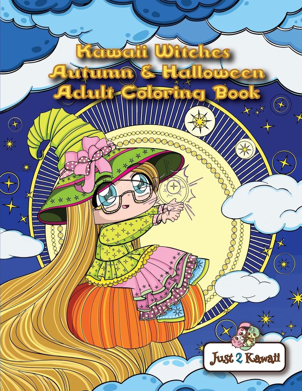 Kawaii Witches Autumn Halloween Adult Coloring Book: An Autumn Coloring Book for Adults Kids: Japanese Anime Witches, Cats, Owls, Fall Scenes Halloween Festivities