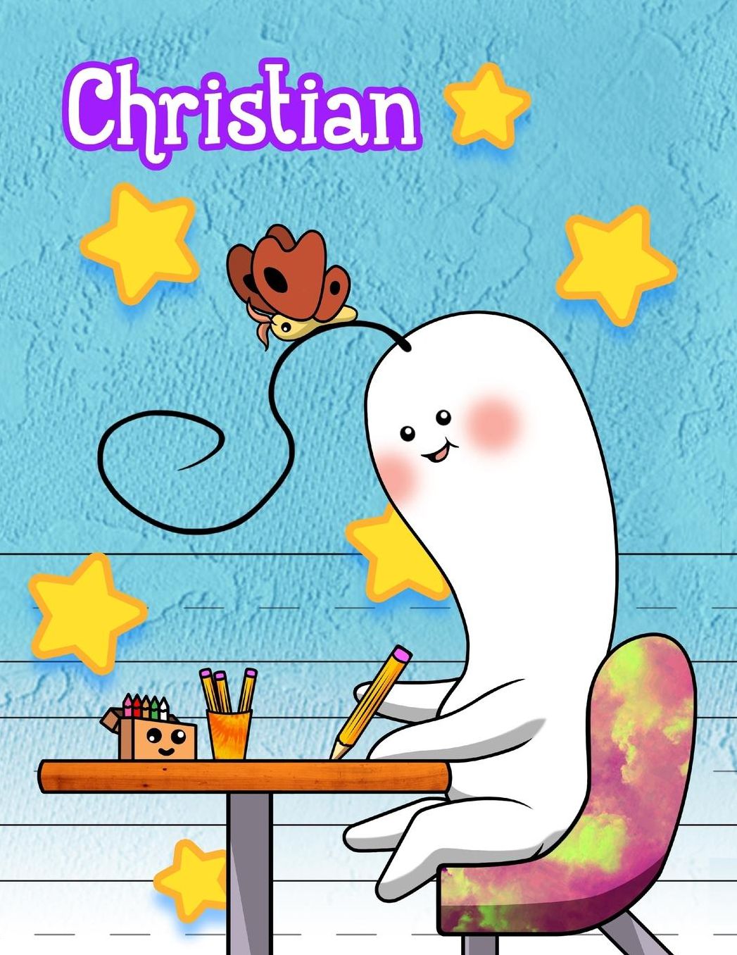Christian: Personalized Book with Child's Name, Primary Writing Tablet, 65 Sheets of Practice Paper, 1" Ruling, Preschool, Kindergarten, 1st Grade, 8 1/2" x 11"