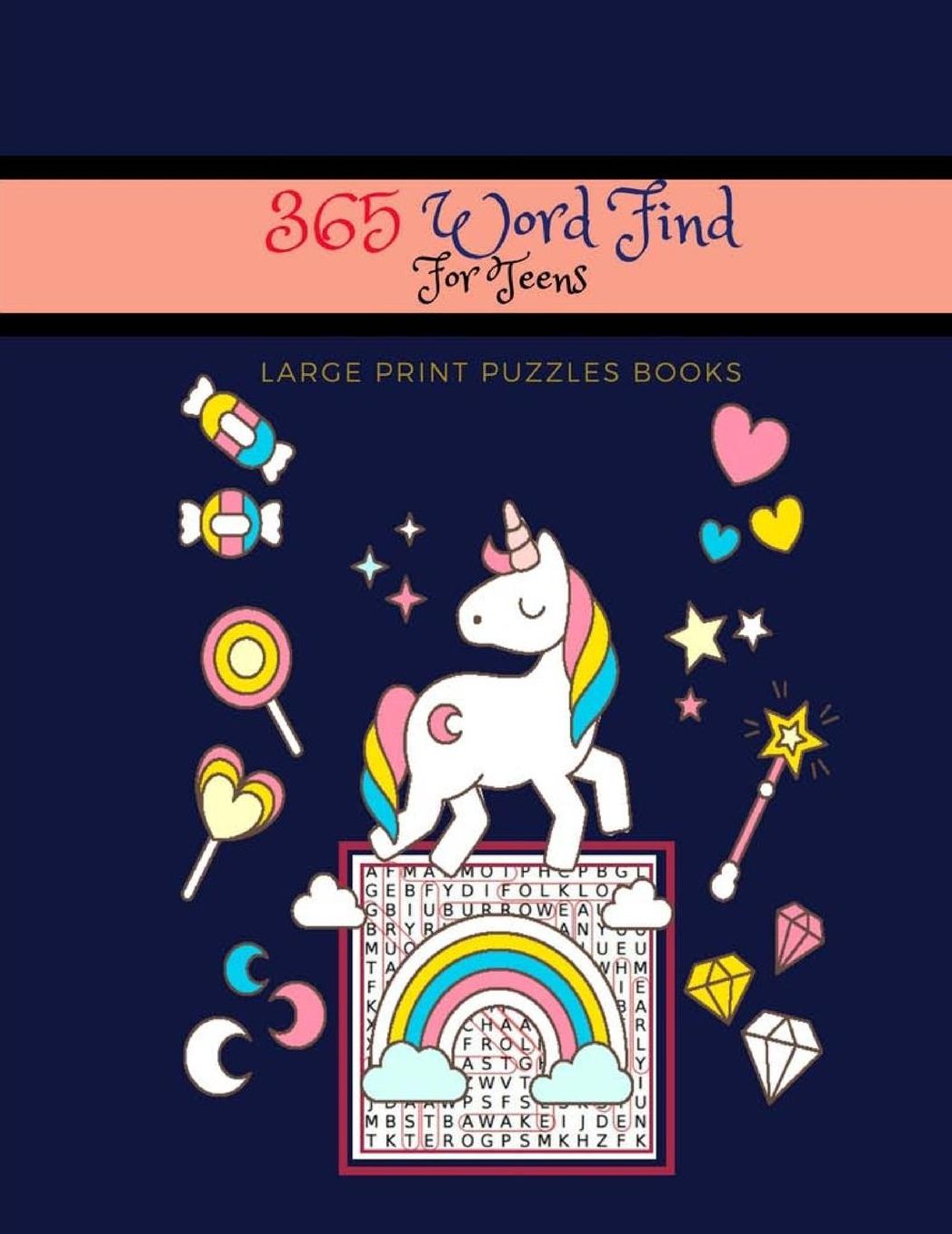 365 Word Find for Teens Large Print Puzzles Books: 365 Great Puzzles Easy Fun Challenging Brain 365 Word Search Puzzles Books