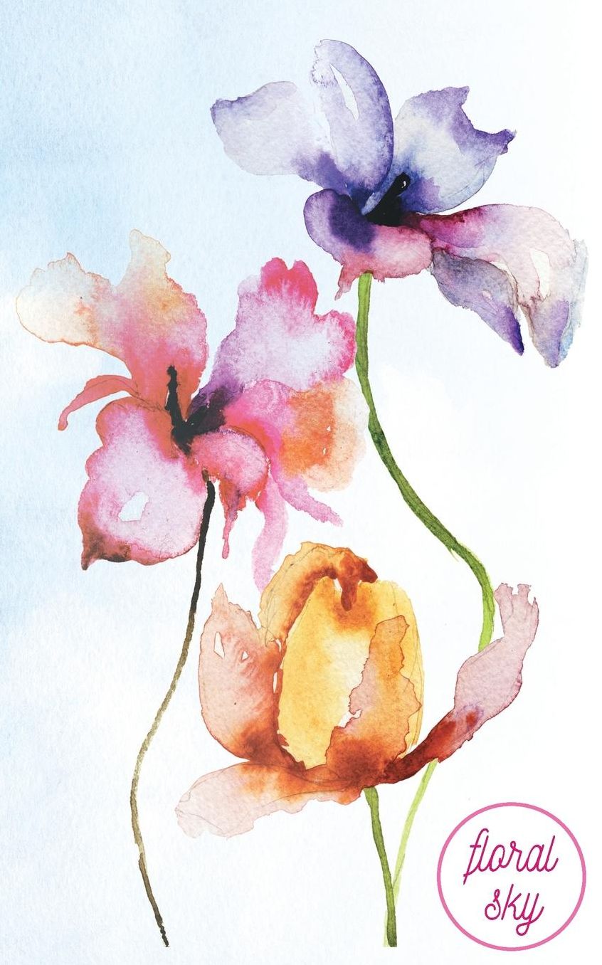 Floral Sky: 120-page Compact Journal With Watercolor Flower Painting on Cover (5 x 8 Inches / Blue)