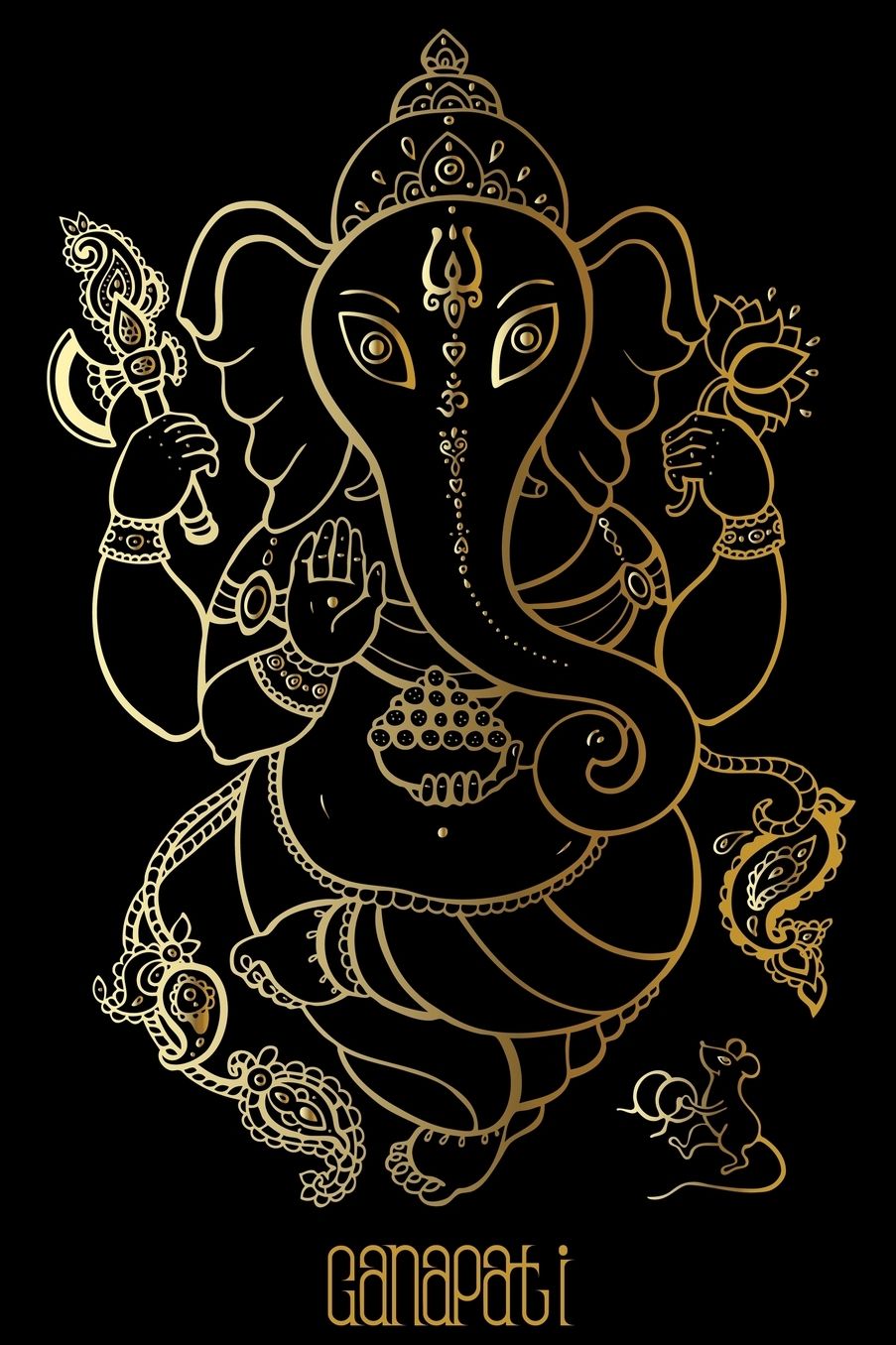 Ganapati: 150-page Ganesh Writing Journal With Mandala for Trataka Gazing Meditation (6x9 Inches - Black)