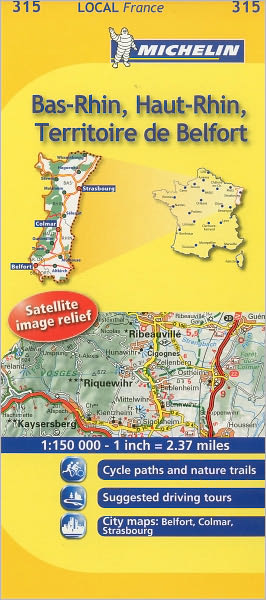 Michelin Map France: Bas-Rhin, Haut-Rhin, Territoire de Belfort 315