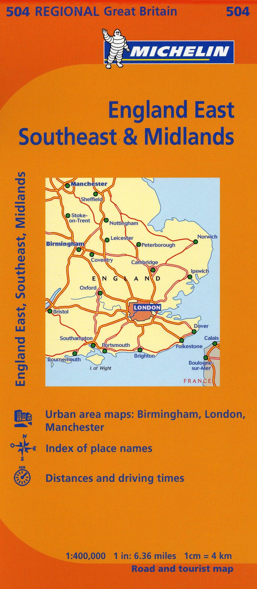 Michelin Map Great Britain: England, Southeast, Midlands and East Anglia Map 504