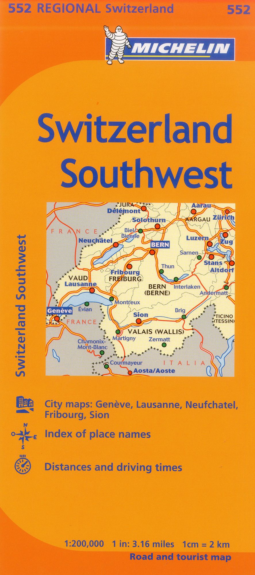 Michelin Switzerland: Southwest Map 552