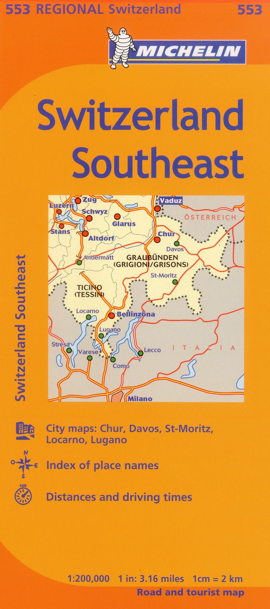 Michelin Switzerland: Southeast Map 553