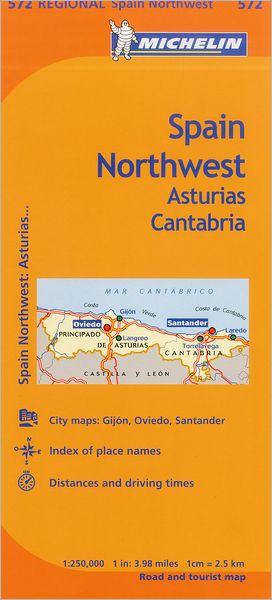 Michelin Spain: Northwest, Asturias, Cantabria Map 572