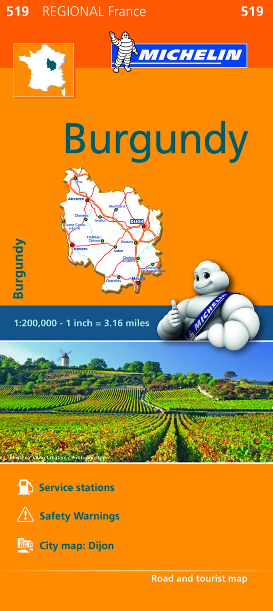 Michelin Regional Maps: France: Burgundy Map 519