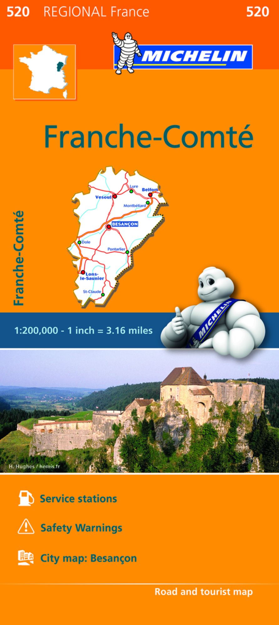 Michelin Regional Maps: France: Franche-Comte Map 520