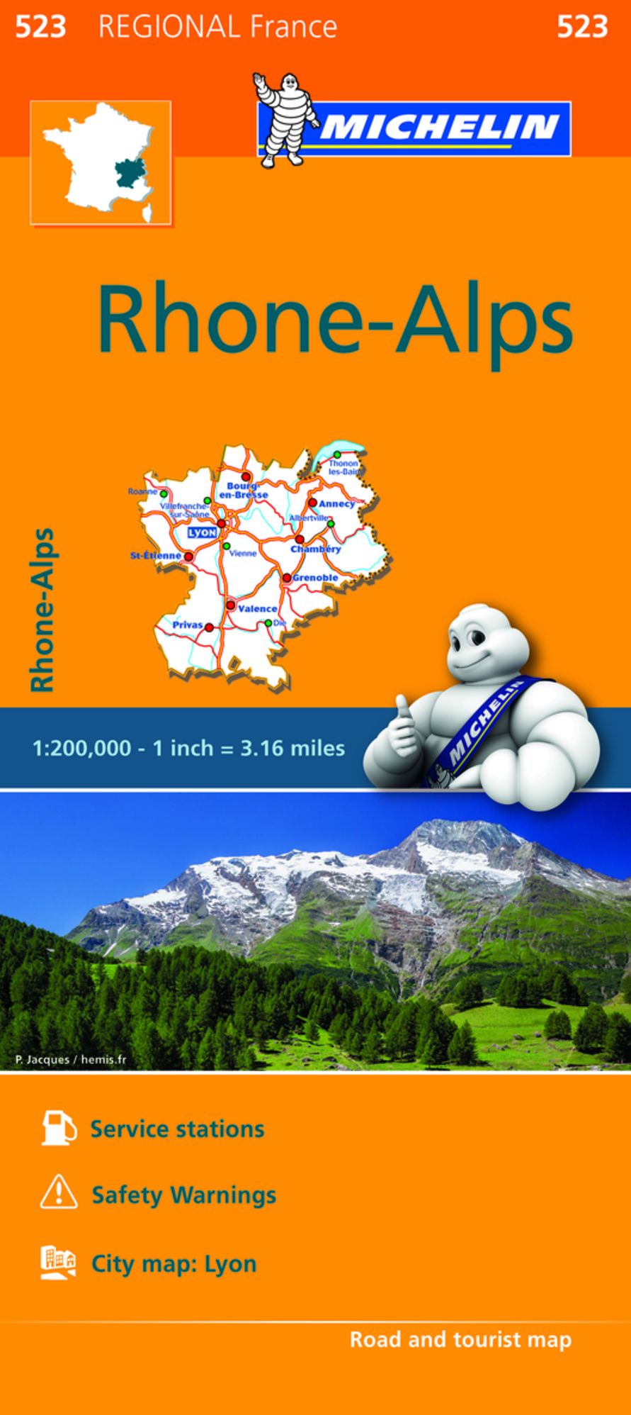 Michelin Regional Maps: France: Rhone-Alps Map 523