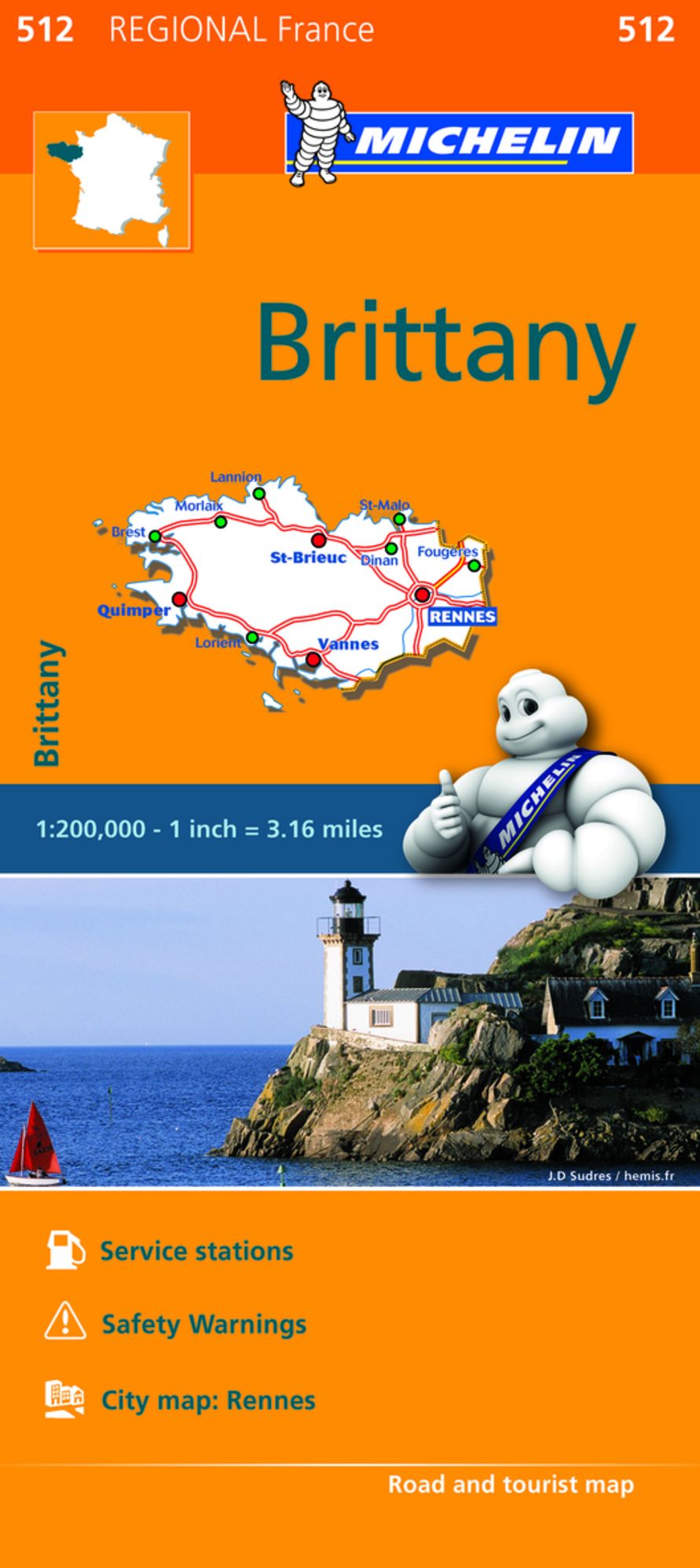 Michelin Regional Maps: France: Brittany Map 512