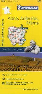 Michelin FRANCE: Aisne, Ardennes, Marne Map 306