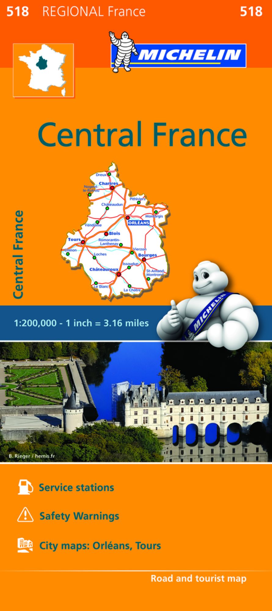 Michelin Regional Maps: France: Central France Map 518