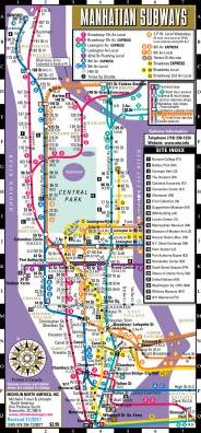 Streetwise Manhattan Buses / Manhattan Subways Map North-South Bus Routes