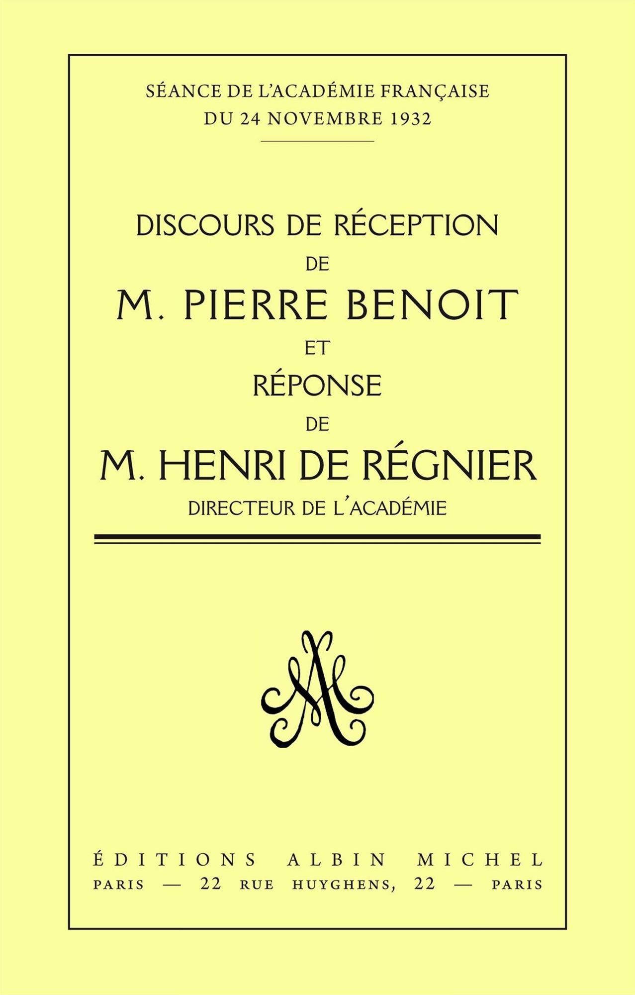 Discours de réception à l'Académie française