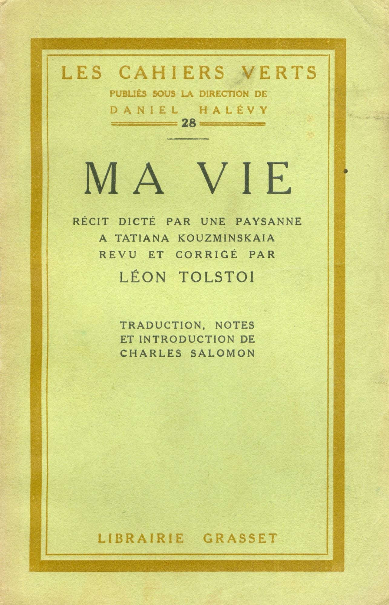 Ma vie: Récit dicté par une paysanne