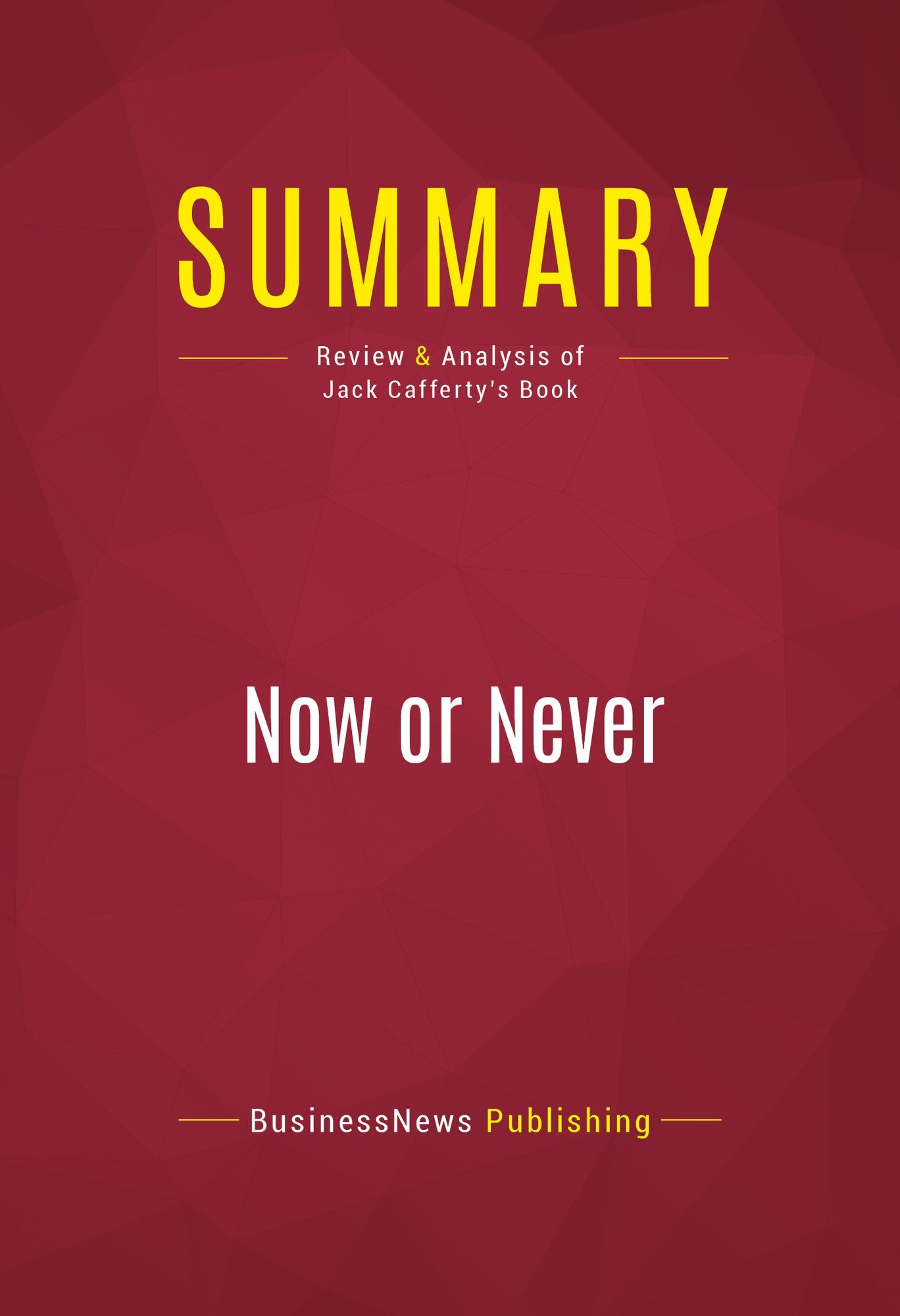 Summary of Now or Never: Getting Down to the Business of Saving Our American Dream - Jack Cafferty