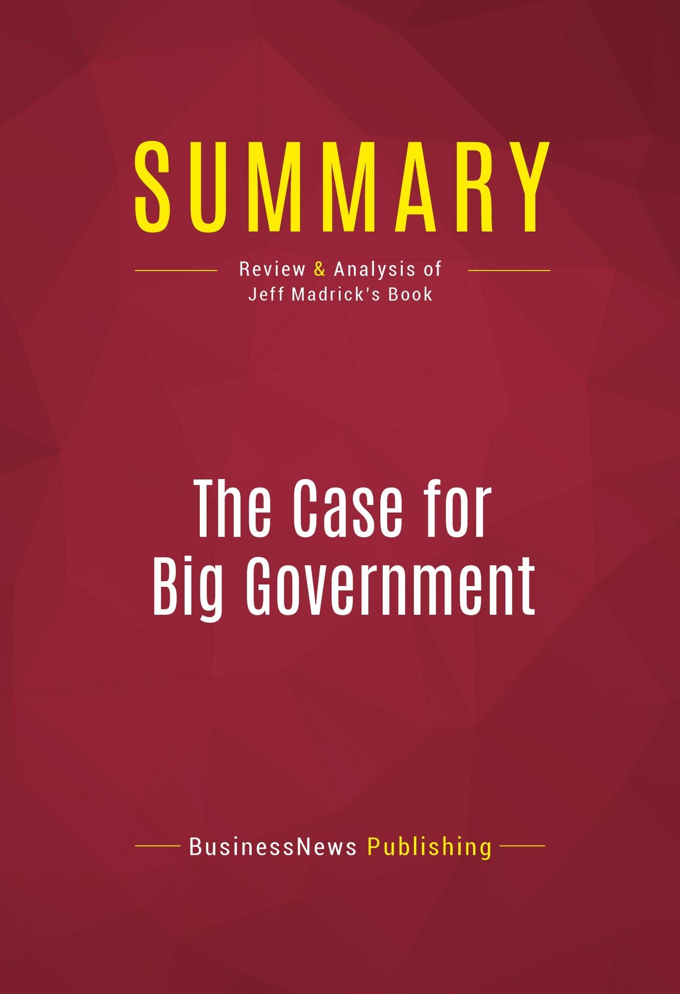 Summary of The Case for Big Goverment - Jeff Madrick