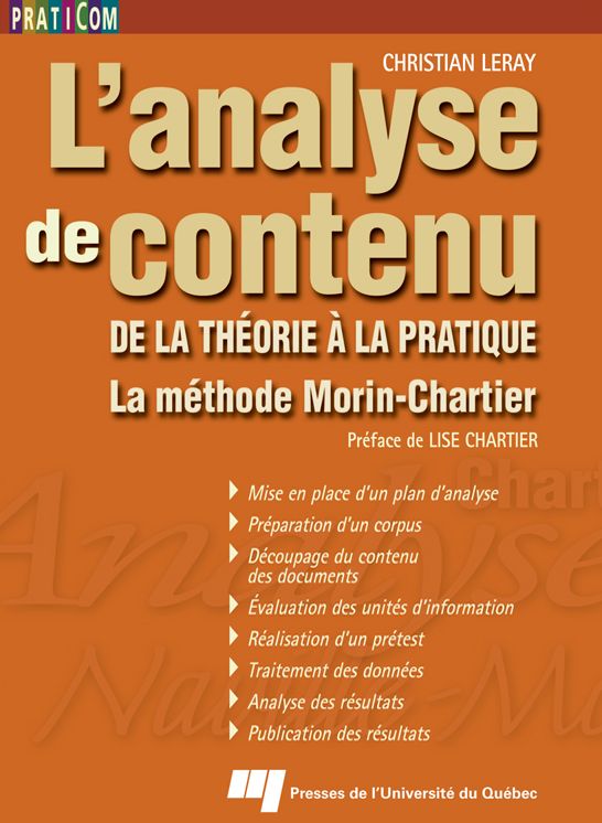 L'analyse de contenu: De la théorie à la pratique - La méthode Morin-Chartier