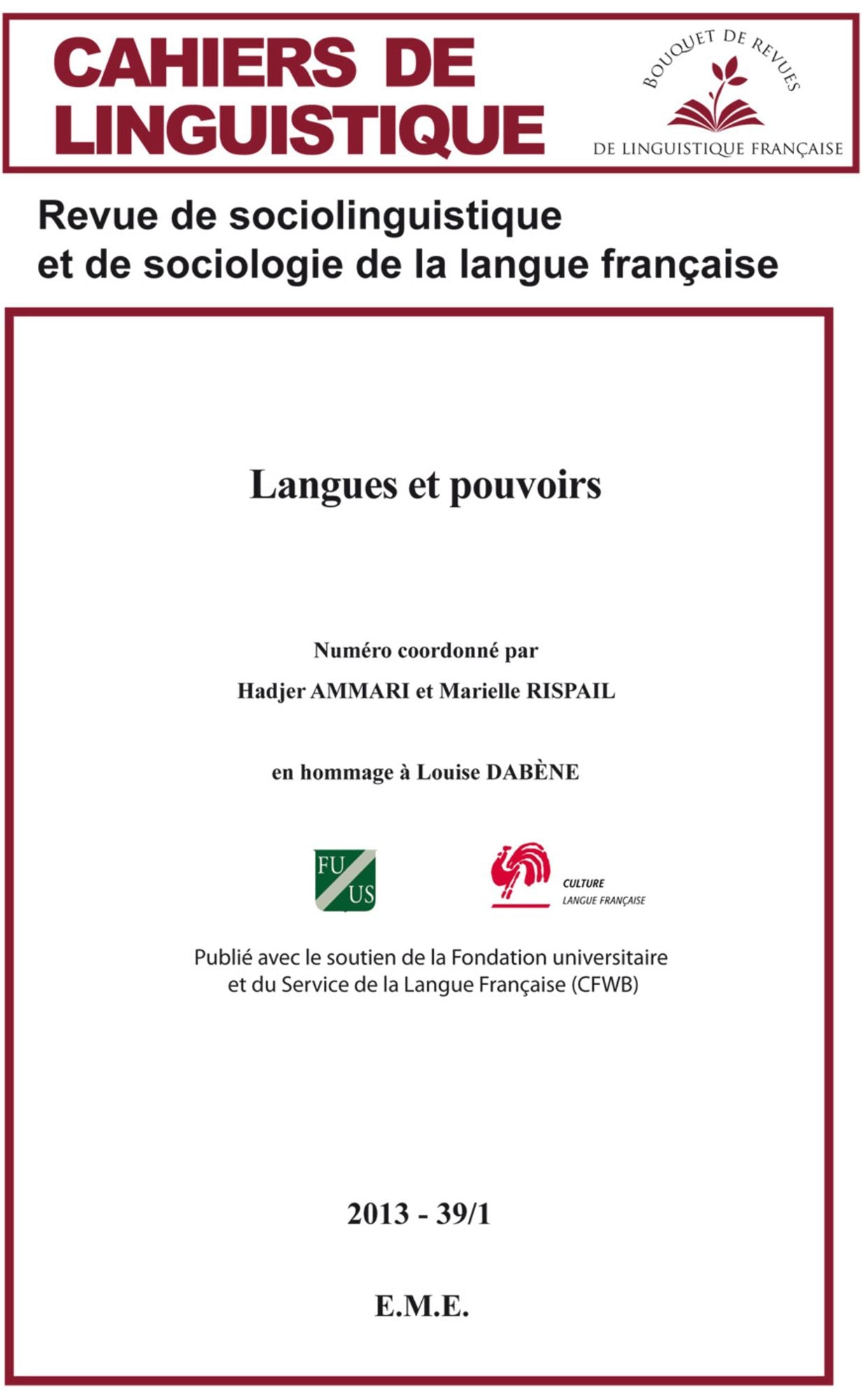 Langues et pouvoirs: Cahiers de linguistique